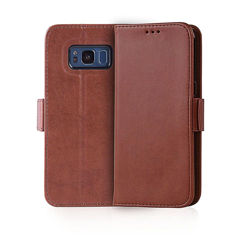 Galaxy S8 Plus Wallet Case Brown Luxury Leather Protective Case - Gorilla Cases