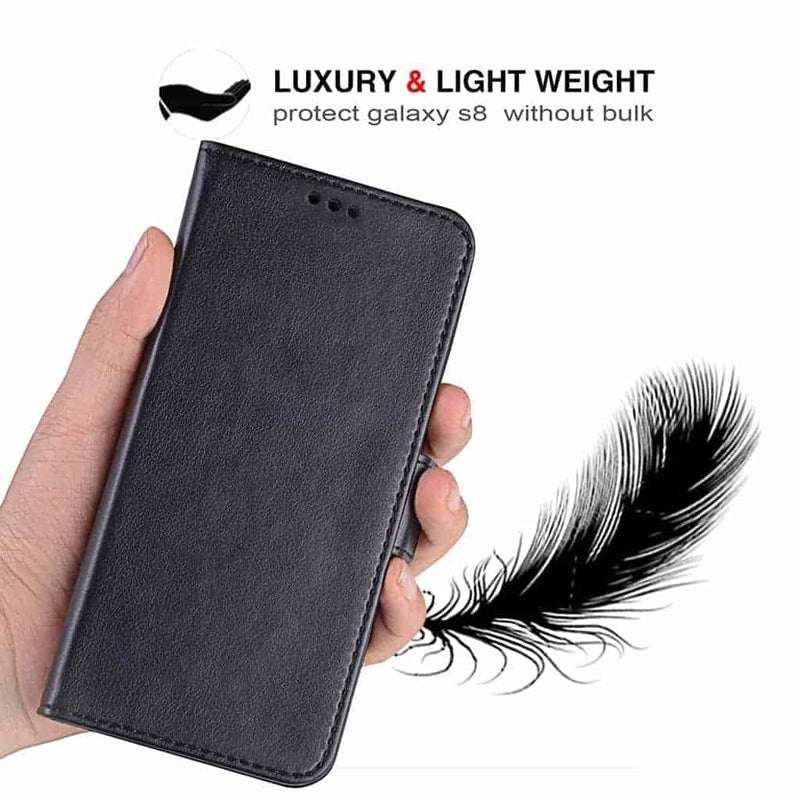 Galaxy S8 Wallet Case Black Luxury Leather Protective Case - Gorilla Cases