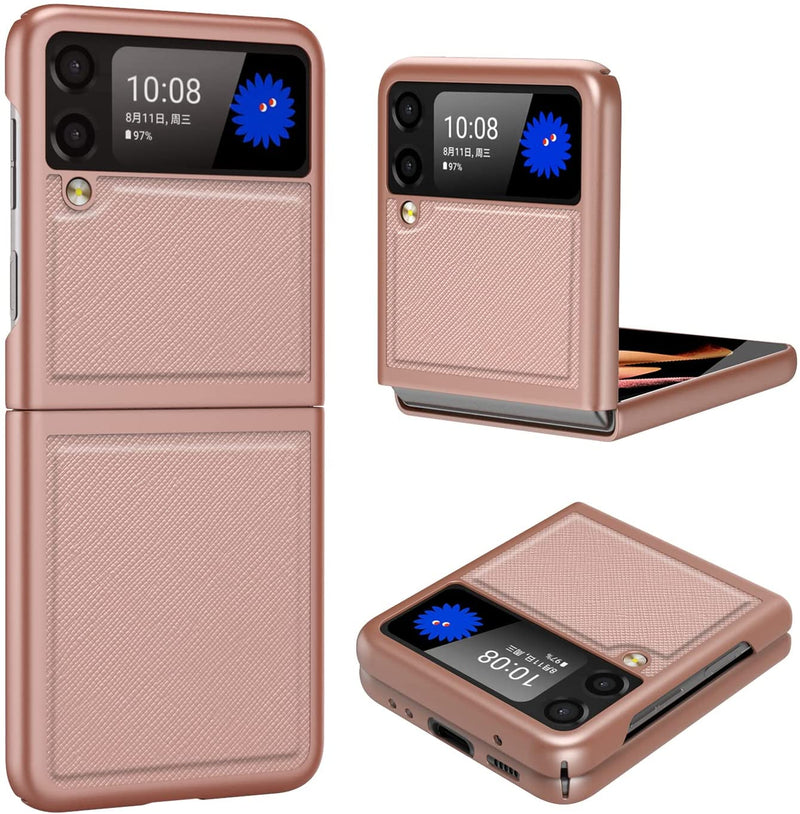 Galaxy Z Flip 3 Case PC+Cross-Grain Leather Design | Galaxy Z Flip 3 Case Anti-Slip Texture Case - Gorilla Cases