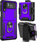 Galaxy Z Flip 4 Case with Kickstand, Samsung Z Flip 4 Case Heavy Duty Purple