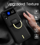 Galaxy Z Flip 4 Wallet Case Strap PU Leather Phone Case Stand Cover
