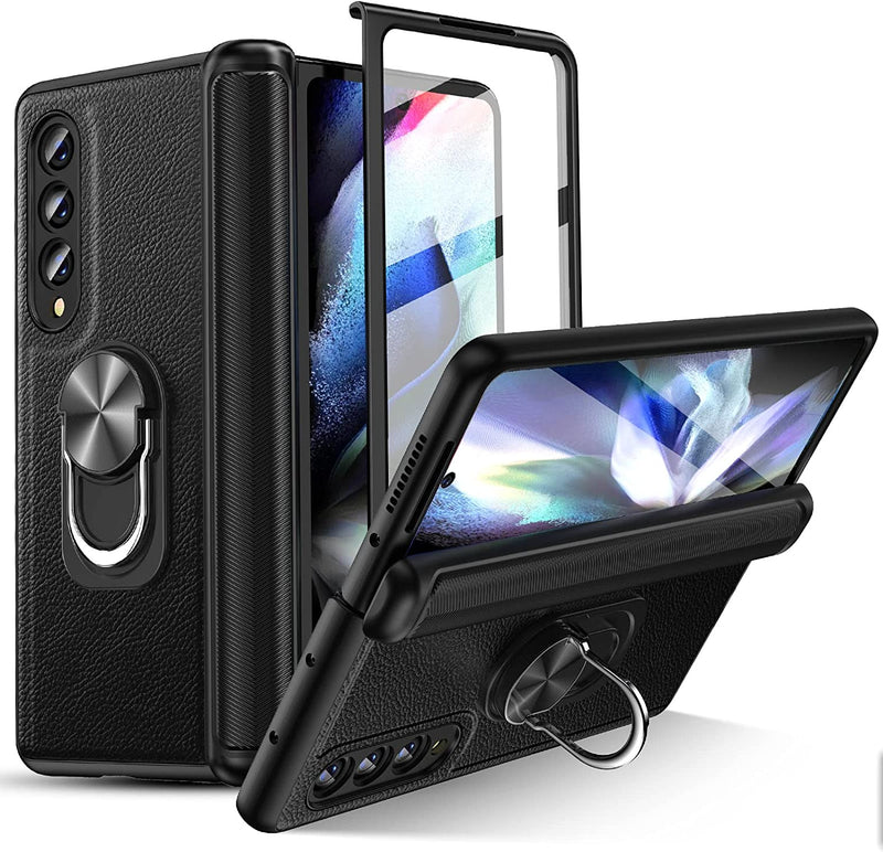 Galaxy Z Fold 4 Case Hinge Protection & Screen Protector Fiber Black - Gorilla Cases