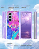 Galaxy Z Fold 5 Kickstand Magnetic Marble Case 7.6 inch Purple