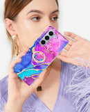 Galaxy Z Fold 5 Kickstand Magnetic Marble Case 7.6 inch Purple