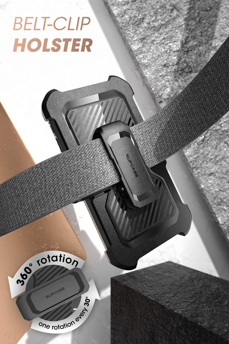Google Pixel 7, Full-Body Rugged Belt-Clip & Kickstand Case Built-in Screen Protector Black - Gorilla Cases