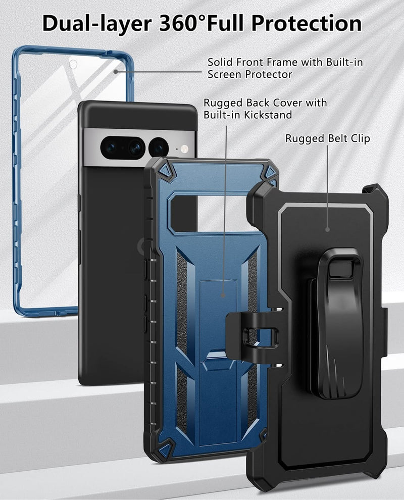 Google Pixel 7-Pro Phone Case: Military Grade Drop Proof Cell Phone Cover Blue Black - Gorilla Cases