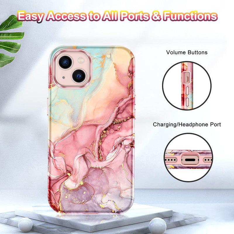 iPhone 13 Marble Pattern 3 in 1 Heavy Duty Shockproof Full Body Case - Gorilla Cases