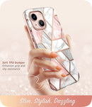 iPhone 13 Mini Marble Case Slim Full - Body Stylish Protective Case with Built - in Screen Protector