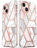 iPhone 13 Mini Marble Case Slim Full - Body Stylish Protective Case with Built - in Screen Protector