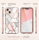 iPhone 13 Mini Marble Case Slim Full - Body Stylish Protective Case with Built - in Screen Protector