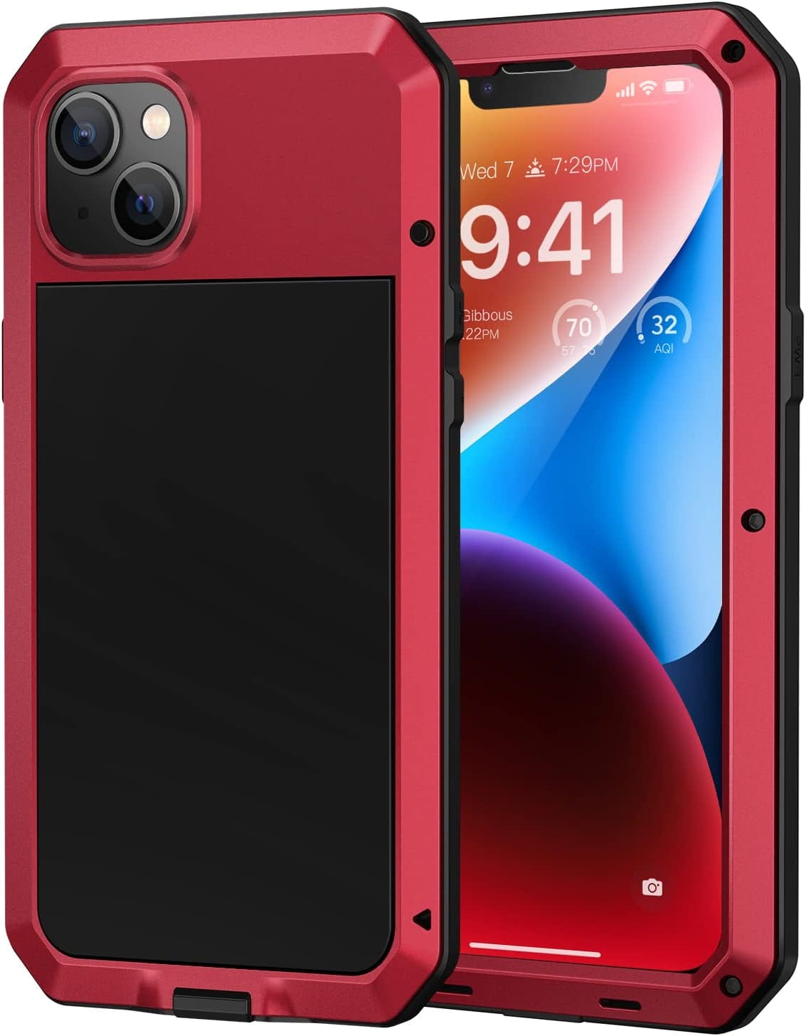 iPhone 14 Metal Case, Heavy Duty Shockproof Rugged Case Black