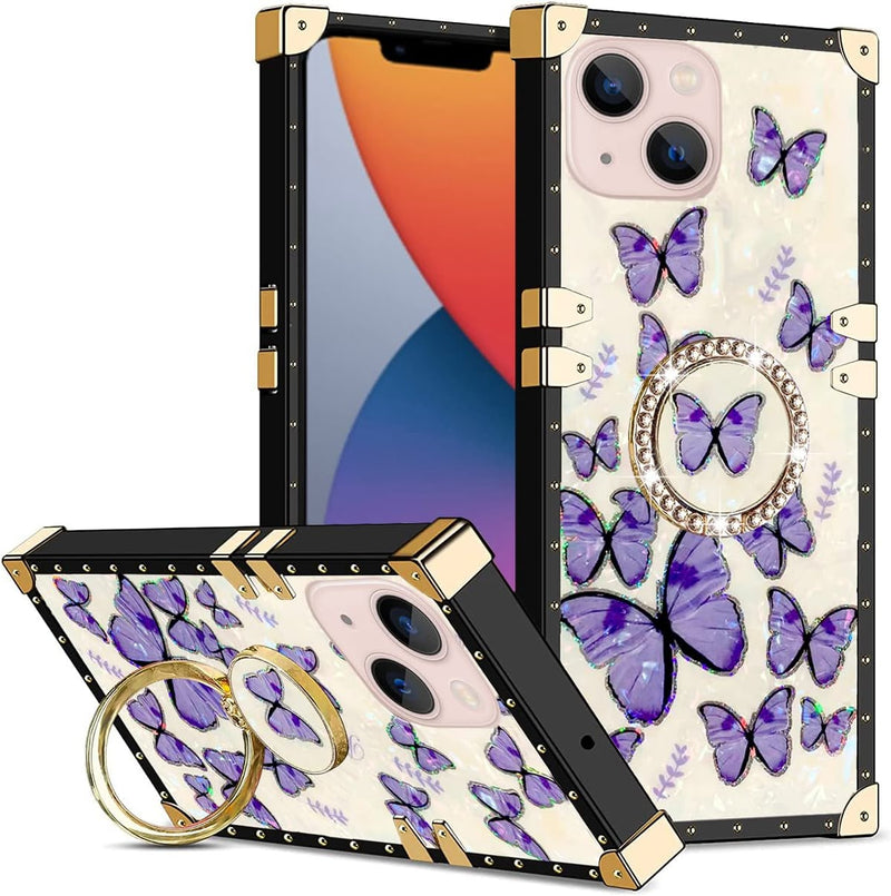 iPhone 14 Plus, Luxury Elegant Metal Decoration Corner Case Cover Red - Gorilla Cases