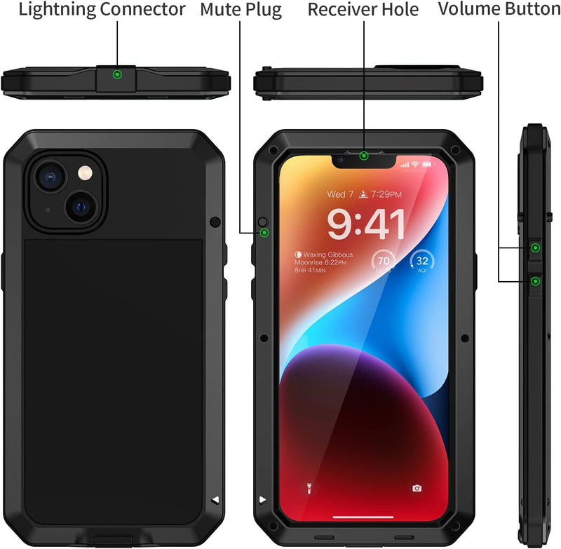 iPhone 14 Plus Metal Case, Heavy Duty Shockproof iPhone 14 Plus 6.7 inch, Black - Gorilla Cases
