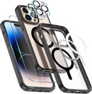 iPhone 14 Pro Case 2 Glass Screen Protector 2 Camera Lens Protector - Black
