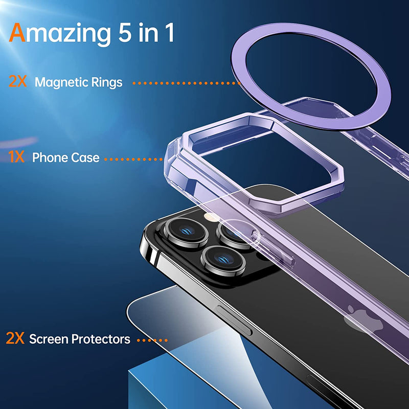iPhone 14 Pro Case 6.1”, 2X Screen Protector Case Designed Purple - Gorilla Cases