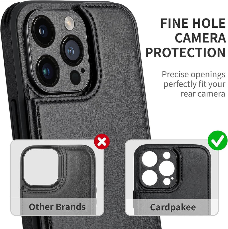 iPhone 15 Pro Max Case Card Holder Flip Cell Phone Cases 6.7" Black - Gorilla Cases