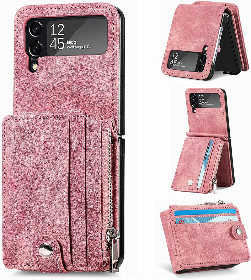Linyune Galaxy Z Flip 4 Wallet Case Card Holder Flip Phone Cover (Black) - Gorilla Cases