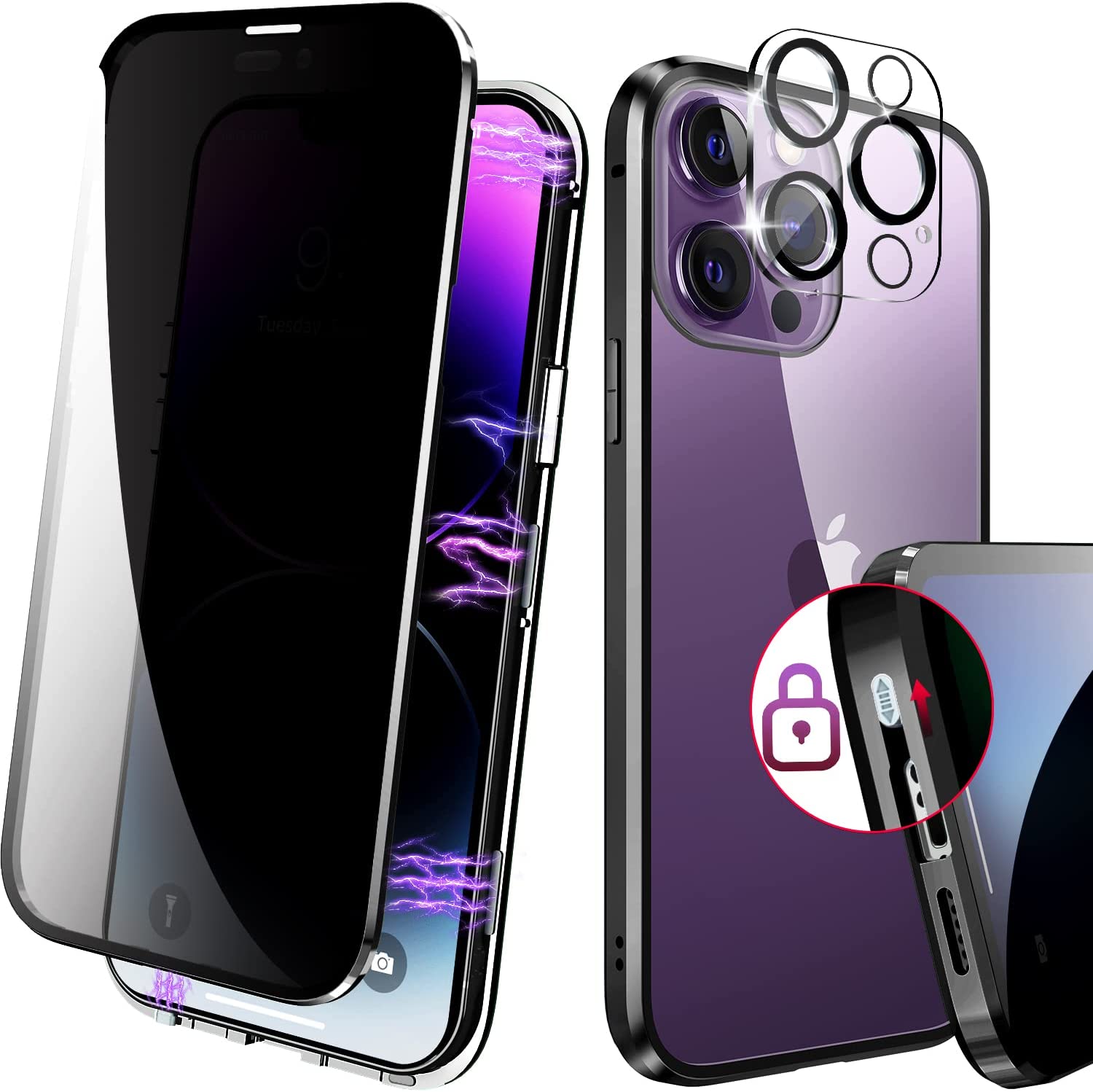 iphone 14 pro case with privacy screen protector