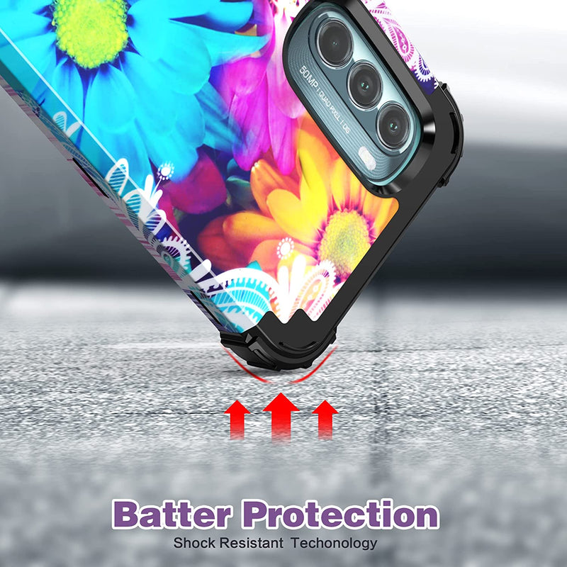 Moto G Stylus Case Tempered Glass Screen Protector Case Flower - Gorilla Cases