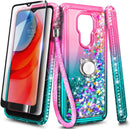 Motorola Moto G Play Tempered Glass Screen Protector Girls Cute Case (Pink/Aqua)