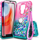 Motorola Moto G Play Tempered Glass Screen Protector Girls Cute Case (Pink/Aqua)