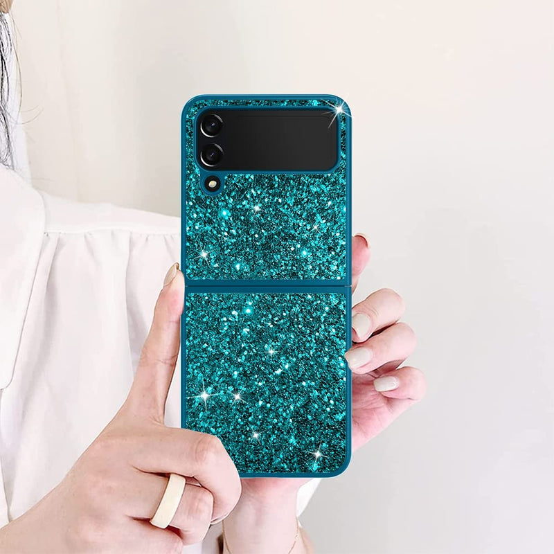 Samsung Galaxy Z Flip 4 Case Bling Glitter Cute Case Women - Blue - Gorilla Cases