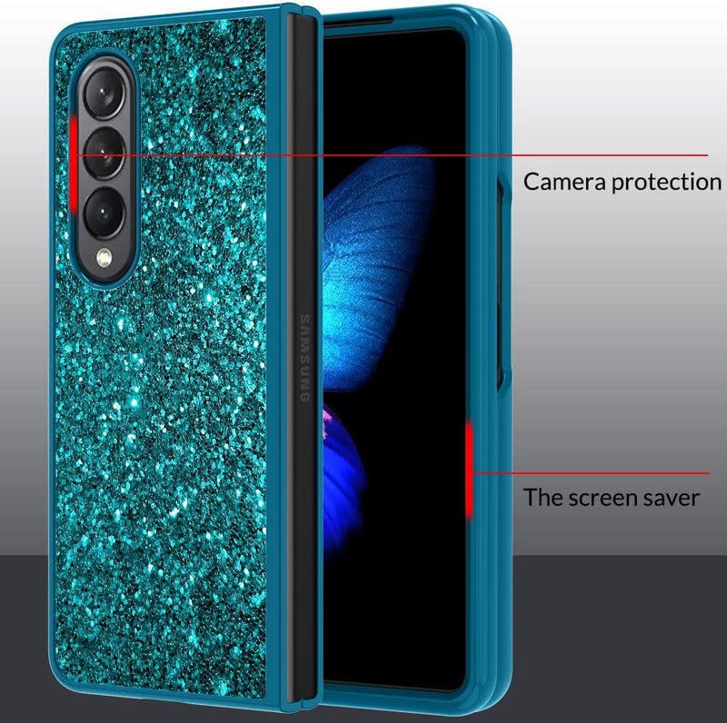 Samsung Galaxy Z Fold 4 Case Bling Glitter Cute Caser Girls Women -Blue - Gorilla Cases