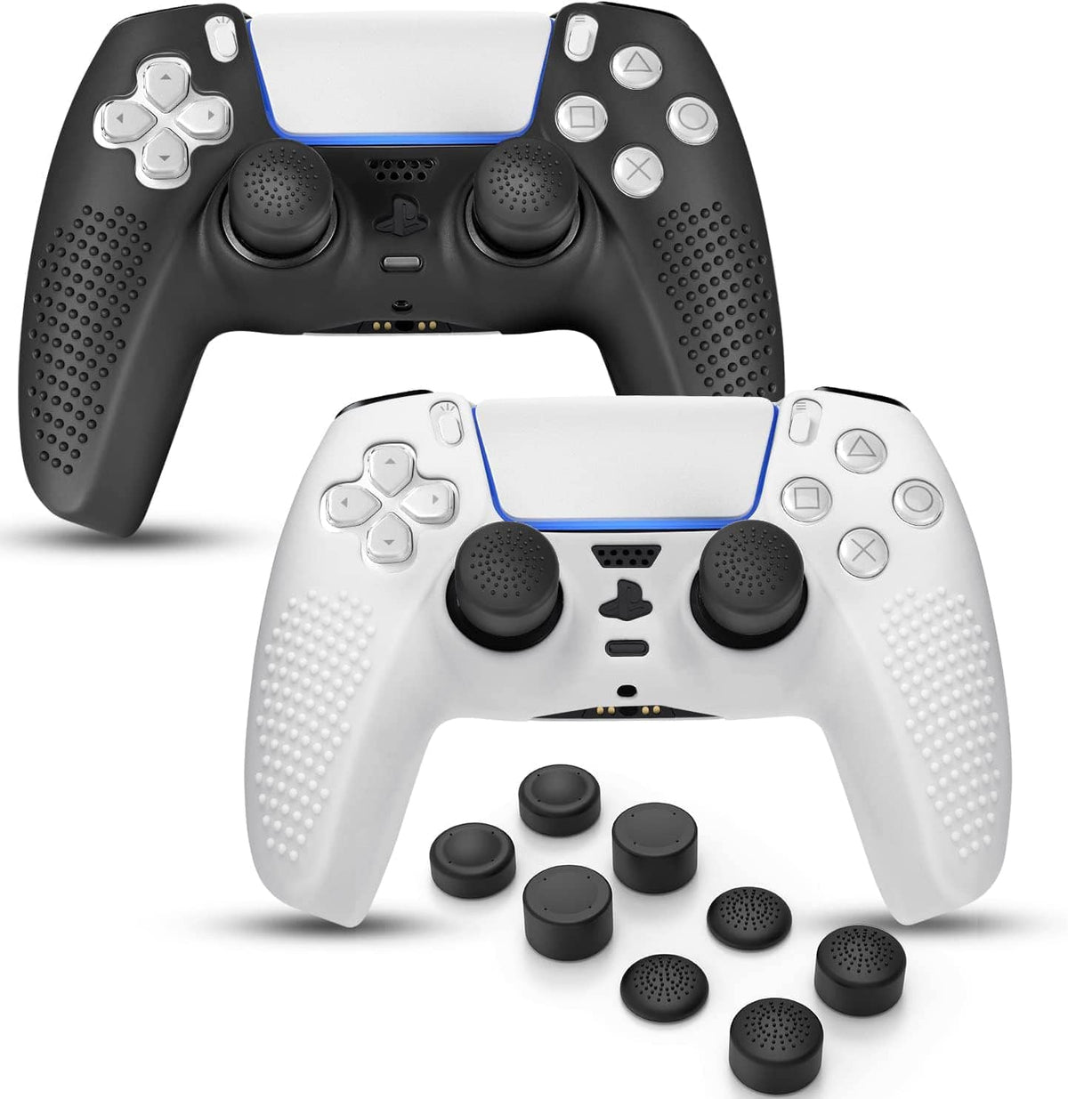 PS5 DualSense controller silicone skin in black with thumb grips