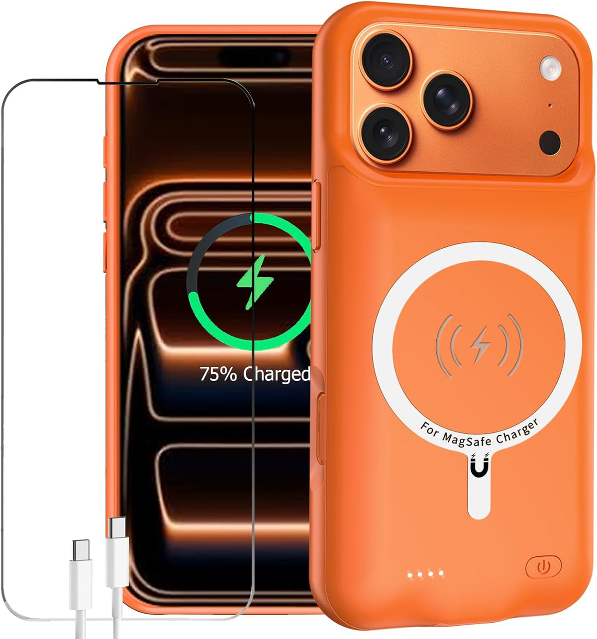 Best iPhone 17 Pro Max battery case 2026 with 12000mAh capacity in orange