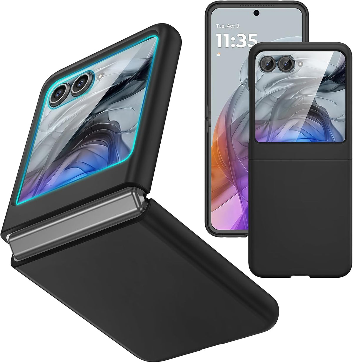Moto Razr 2026 Slim Case with Built-In Glass front and back view
