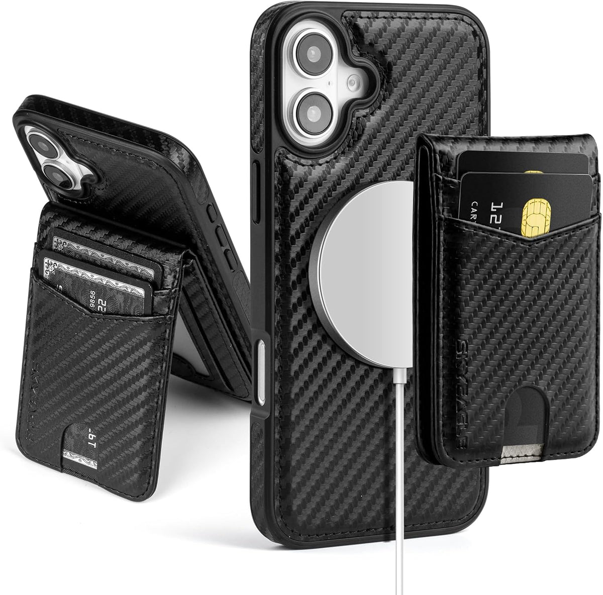 iPhone 16e wallet case compared with iPhone SE 2022 and iPhone XR