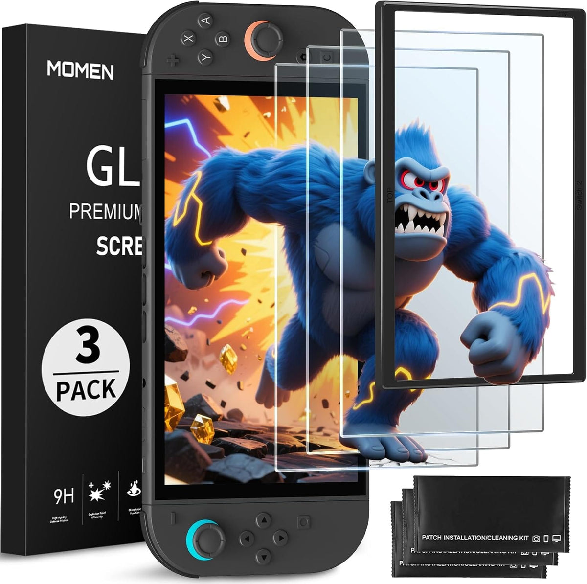 Best Switch 2 Screen Protector 2026: 3-Pack 9H Anti-Glare Tempered Glass for the 7.9-Inch LCD - Gorilla Cases