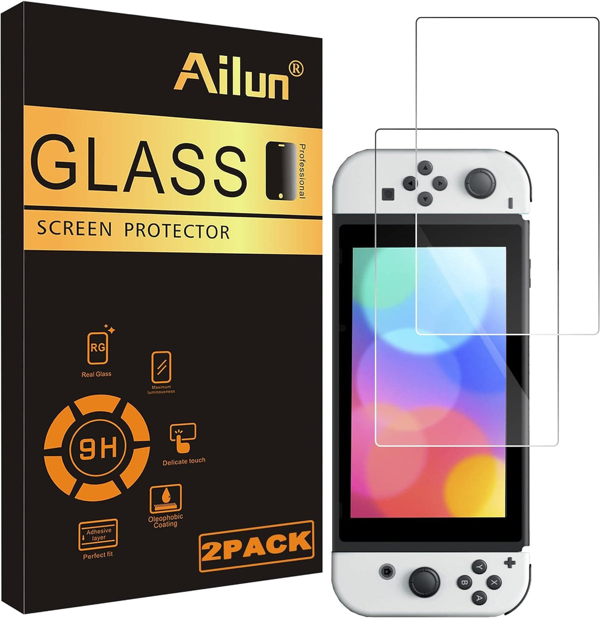 Best Switch OLED Screen Protector 2026: 2-Pack 9H HD Clear Tempered Glass for the 7-Inch OLED - Gorilla Cases