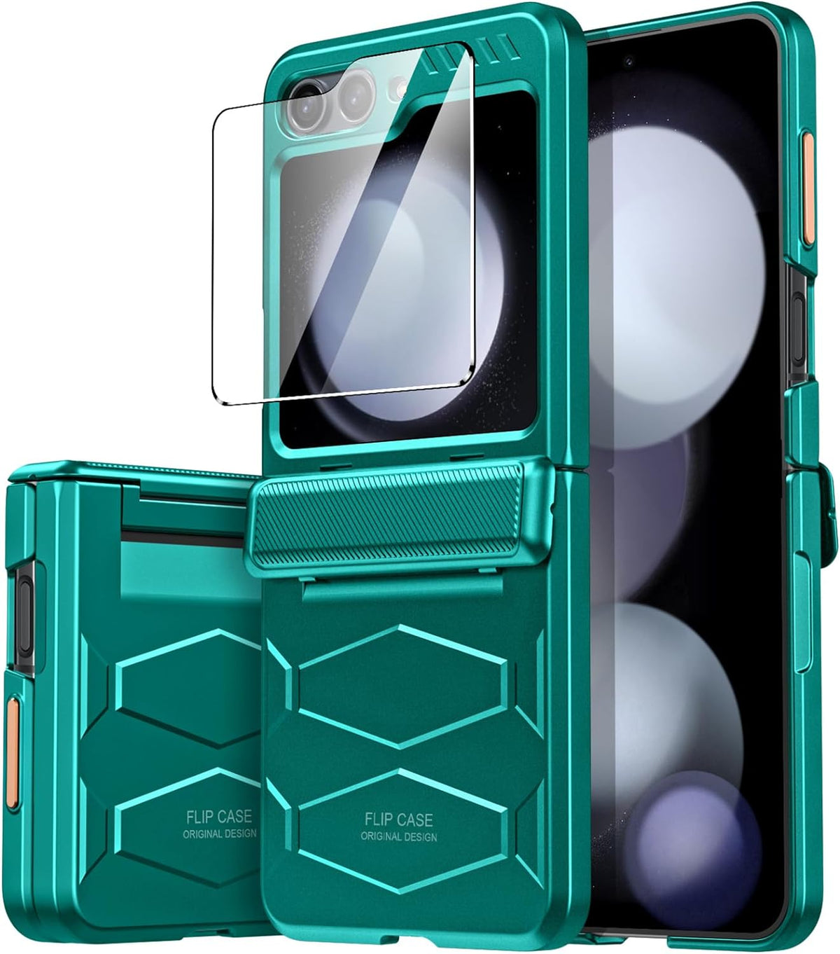 Galaxy Z Flip 5 full-body case with hinge protection and screen protector