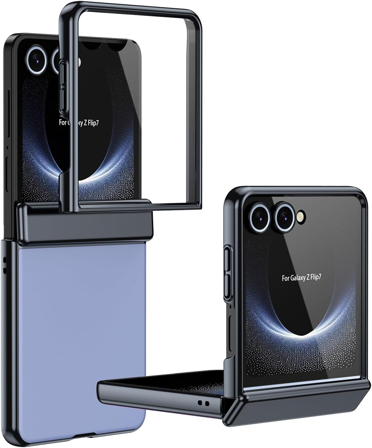 Galaxy Z Flip 8 Clear Frosted Hinge-Protection Shockproof Case (Smoke Blue)