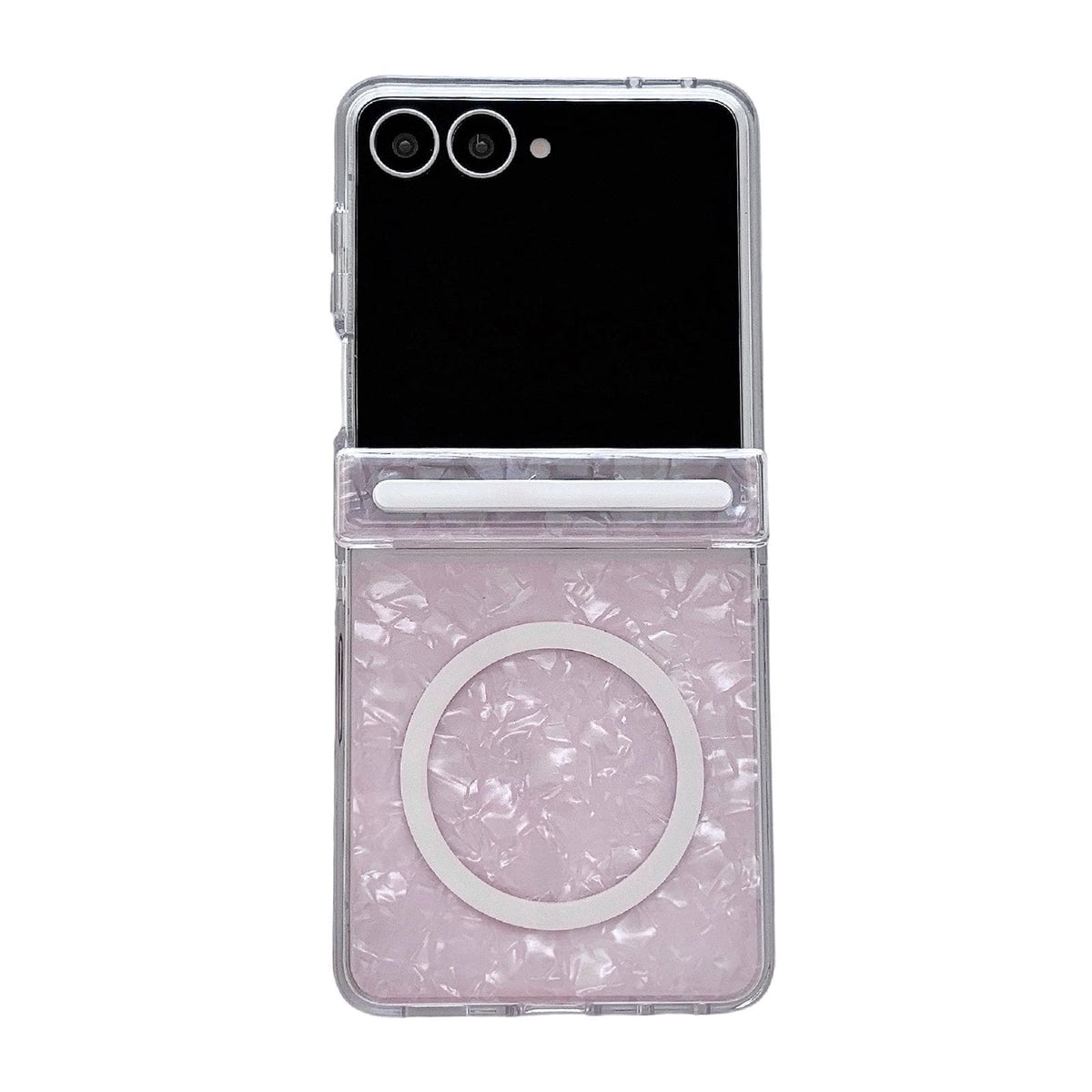 Galaxy Z Flip 8 Glitter Case with Hinge Protection & Ring Stand (Sparkly Clear)