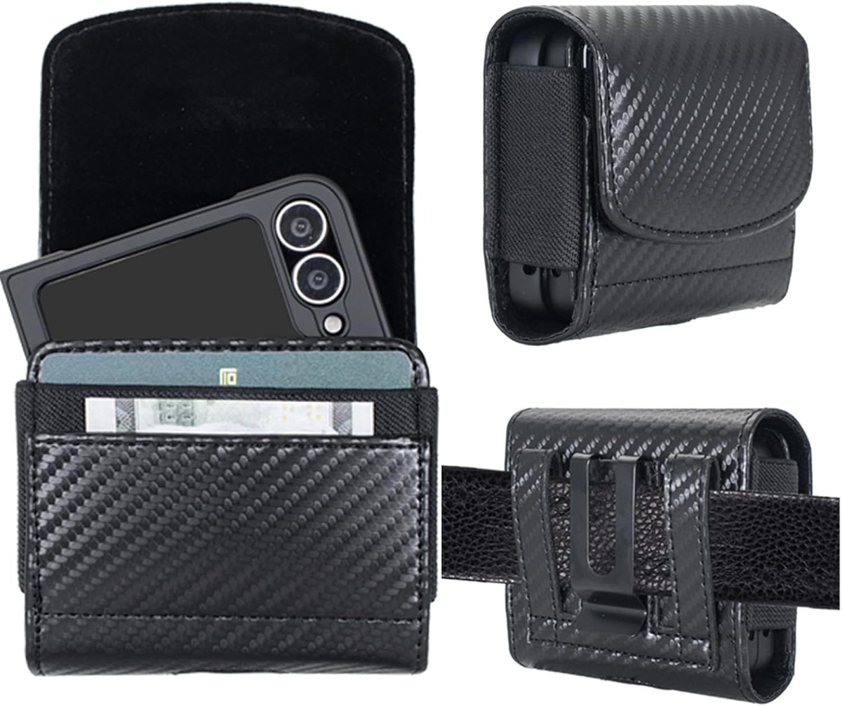 Galaxy Z Flip 8 Carbon-Fiber Texture Armor Case with Slim Shockproof Design in Black