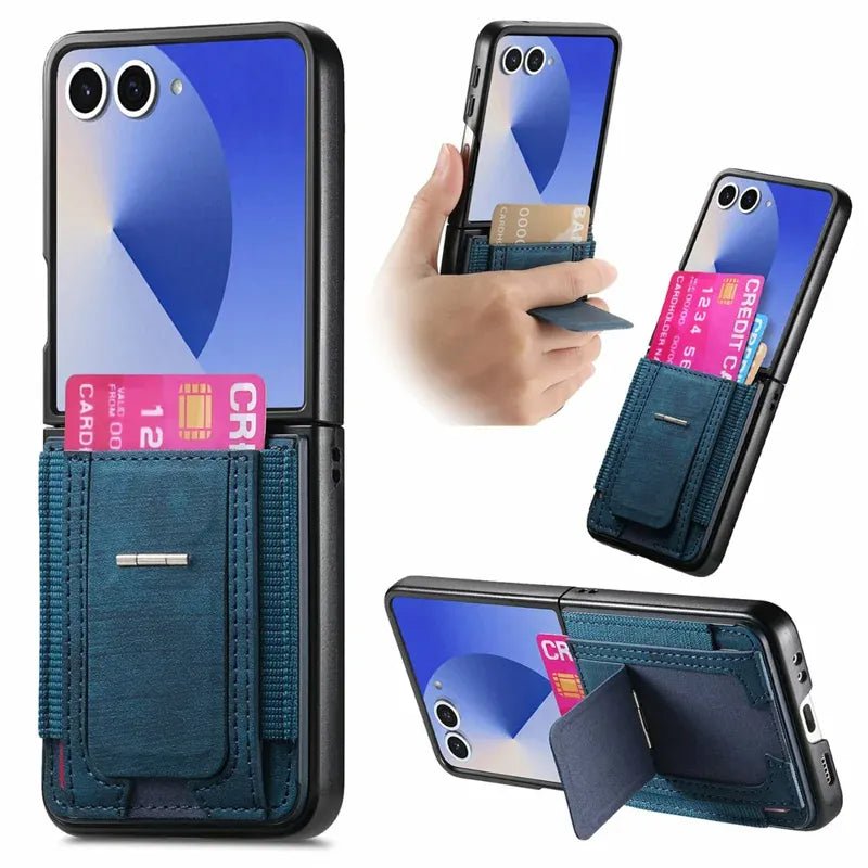 Galaxy Z Flip 8 Retro Leather Kickstand Card Case - Gorilla Cases
