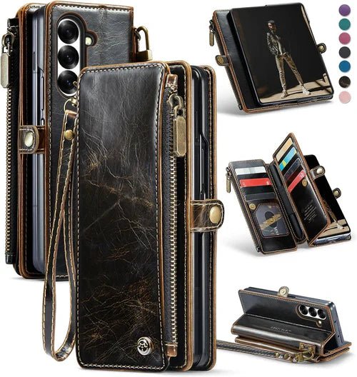 Galaxy Z Fold 7 Leather Wallet Case with RFID Strap - Gorilla Cases