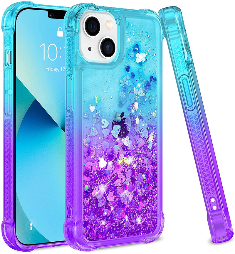 iPhone 13 Mini Glitter Bling Sparkle Floating Quicksand Soft TPU Protective Women Girls Phone Case - Gorilla Cases