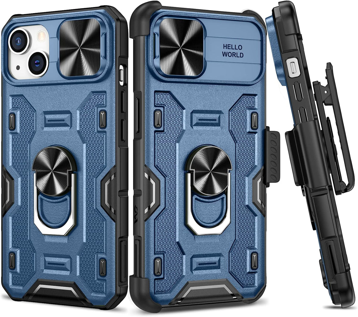 iPhone 14 Plus kickstand case with slide camera cover and magnetic ring stand