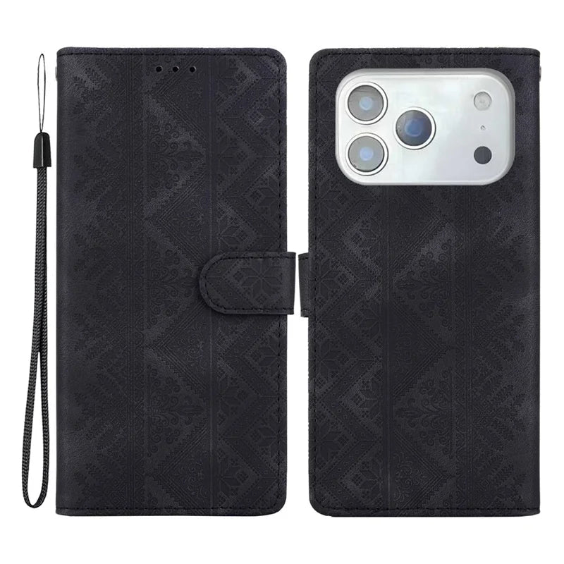 iPhone 18 Pro Ethnic Pattern Wallet Case: Boho Style Meets Card Storage - Gorilla Cases