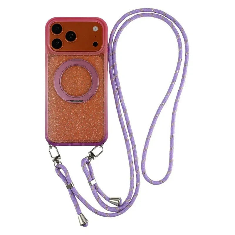 iPhone 18 Pro Max Crossbody Lanyard Glitter Case