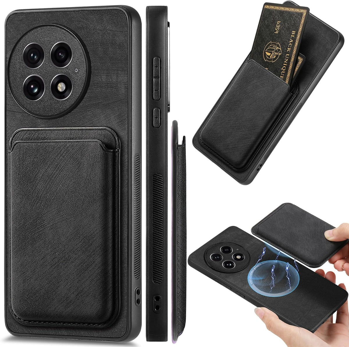 OnePlus 13 magnetic wallet case in premium slim PU leather with card folio
