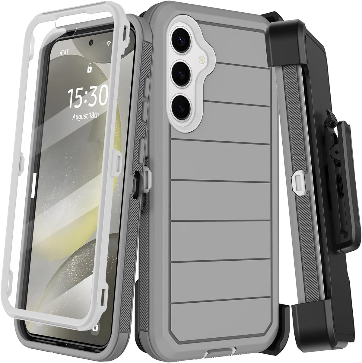 Samsung Galaxy S24 Plus belt clip holster kickstand case with built-in screen protector