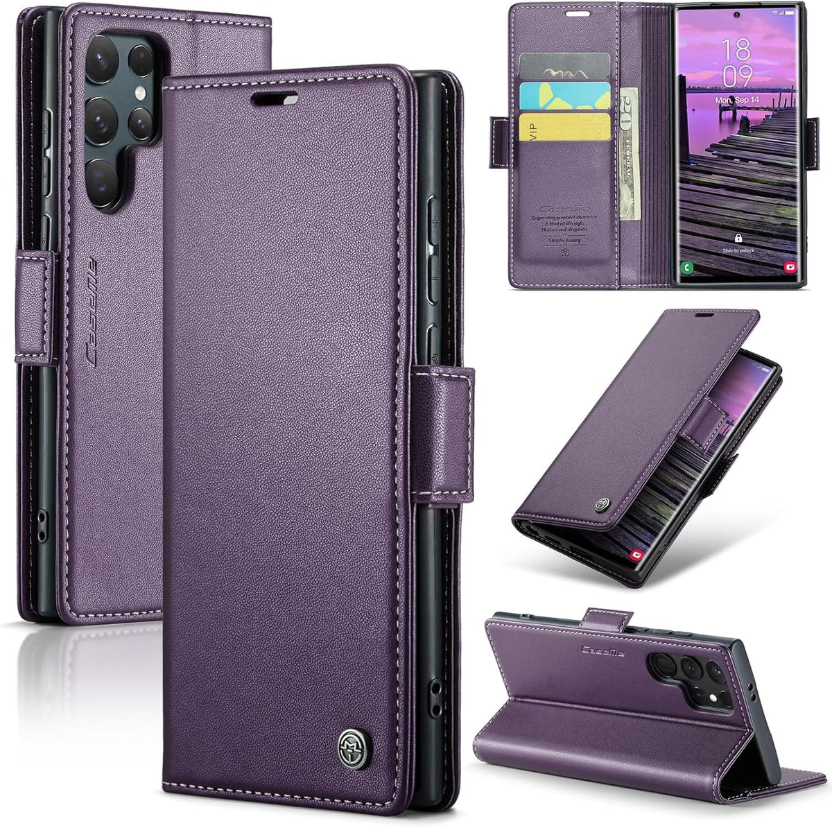 Samsung Galaxy S25 Ultra wallet case with RFID leather card holder folio