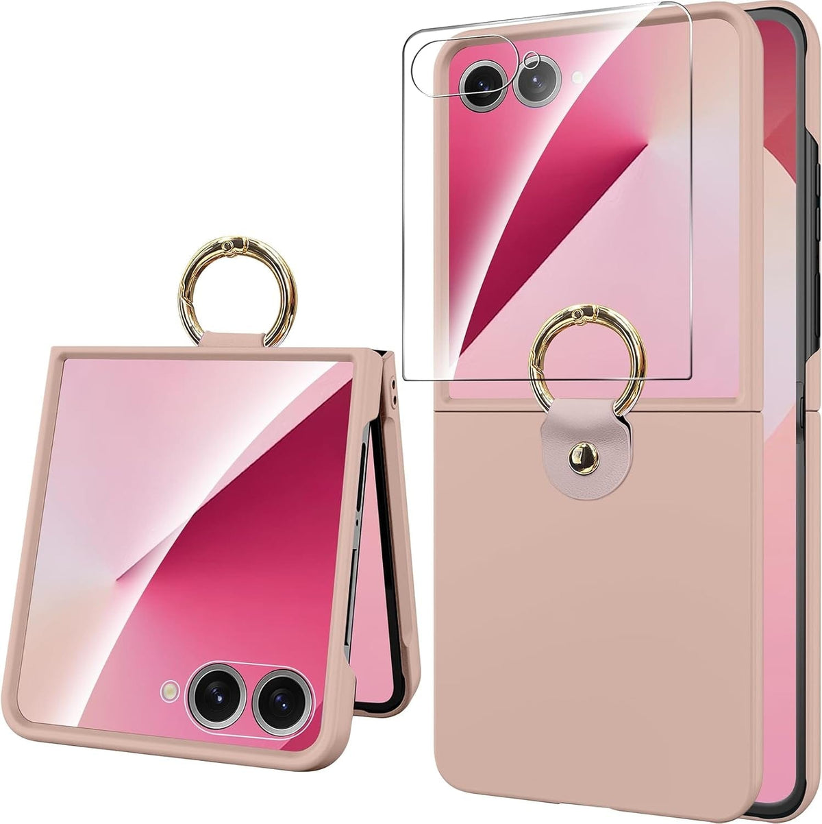 Galaxy Z Flip 7 rugged case with metal ring holder and built-in 9H screen protector, the best Galaxy Z Flip 7 rugged case for 2026