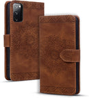Google Pixel 9 Pro Durable PU Leather Wallet Case Protective Cover - Mandala Brown