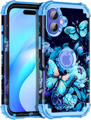iPhone 16 Pro Case Glow Dark Three Layer Heavy Duty Shockproof Protection Hard Plastic Bumper+Soft Silicone Case