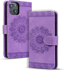 Google Pixel 9 Pro Durable PU Leather Wallet Case Protective Cover - Mandala Brown